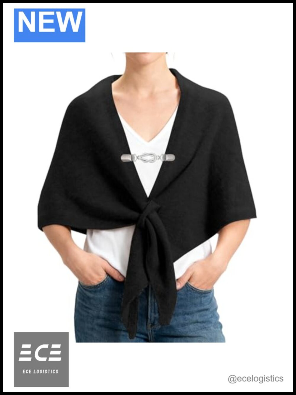 Pashmina Shawl Wrap Poncho Knit Cape Polyester One Size Women